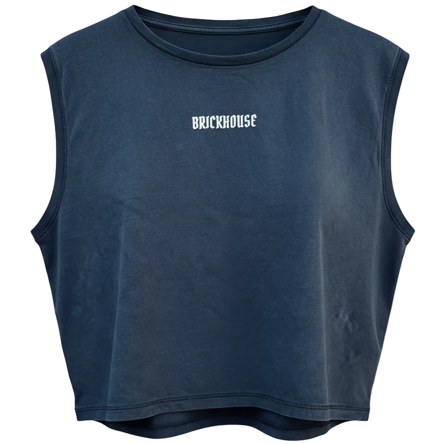 Washed black grey boxy cropped fit ladies vest top