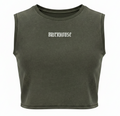 Green ladies crop top with 'BRICKHOUSE' logo on a white background