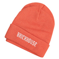 Coral-orange beanie with transparent background