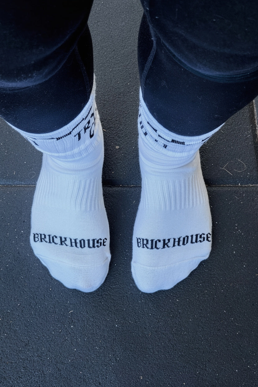 Tryhard Club Jacquard Crew Socks – Black  / White