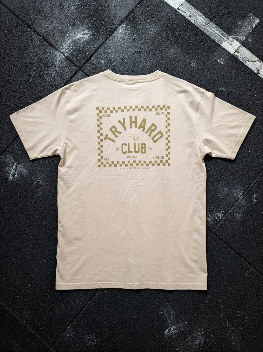 Tryhard Club Logo T-Shirt - Beige & Olive